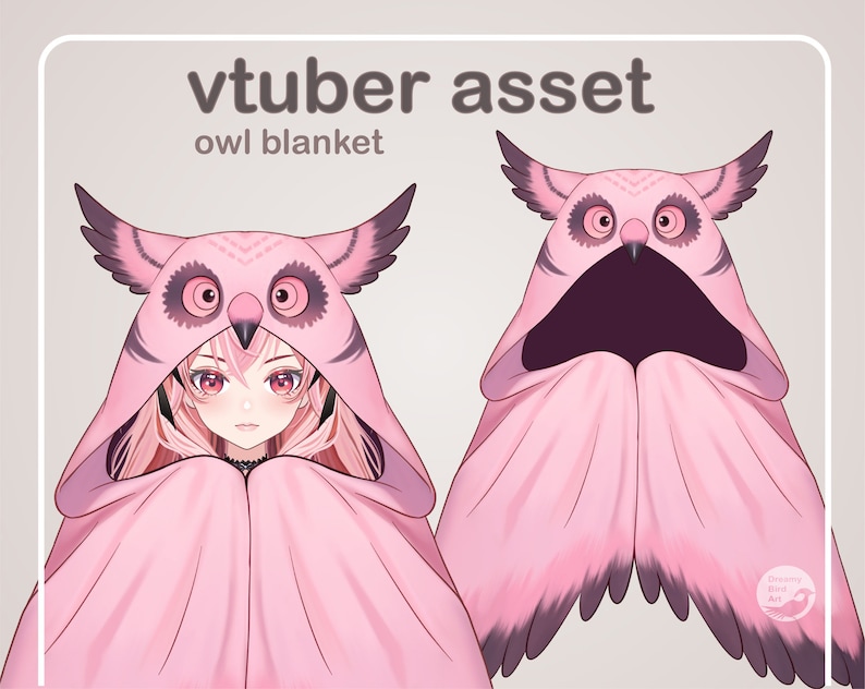 May include: Pink owl blanket with a hood. The blanket features a cartoon owl face with large eyes and a beak. The blanket is being worn by a person with pink hair and a black choker.