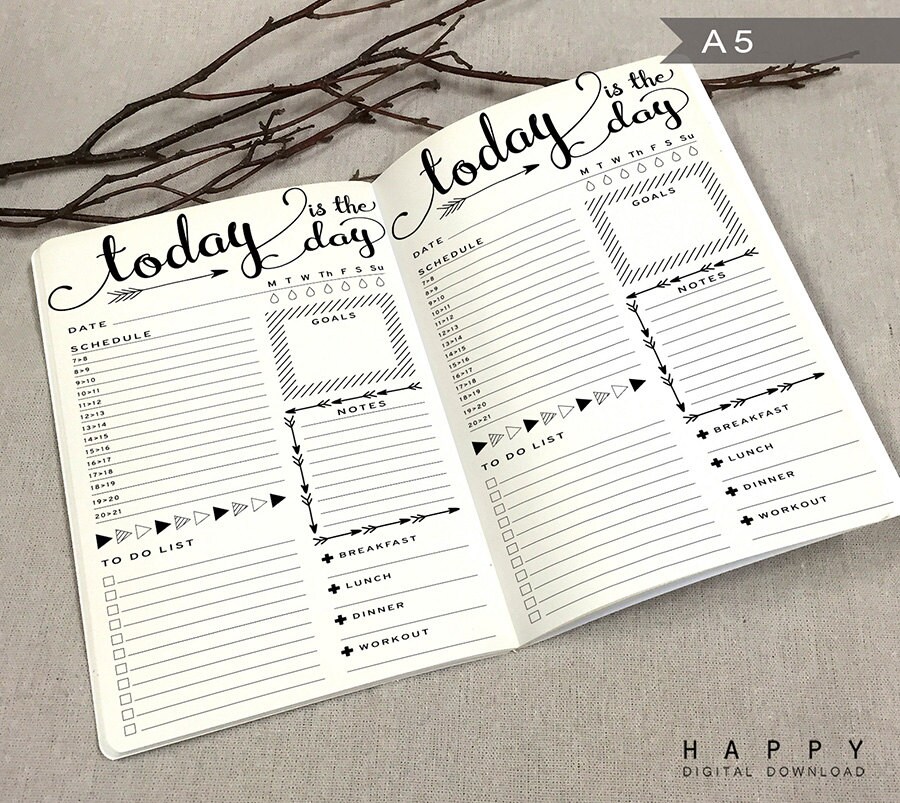 Printable Daily Planner Inserts A5 Daily Planner Printable Etsy