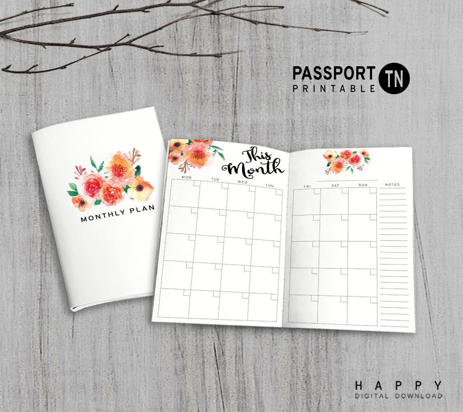 Printable Monthly Planner Midori Passport Monthly Planner Etsy