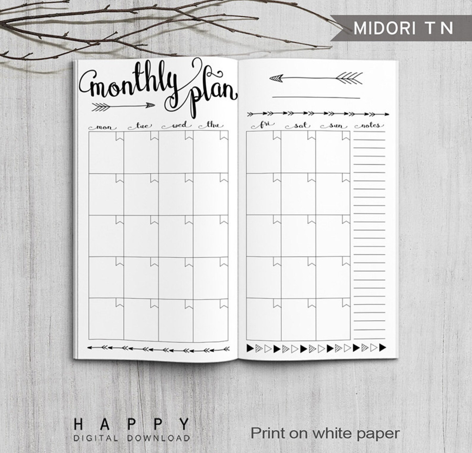 Printable Monthly Planner Inserts Midori Monthly Planner - Etsy
