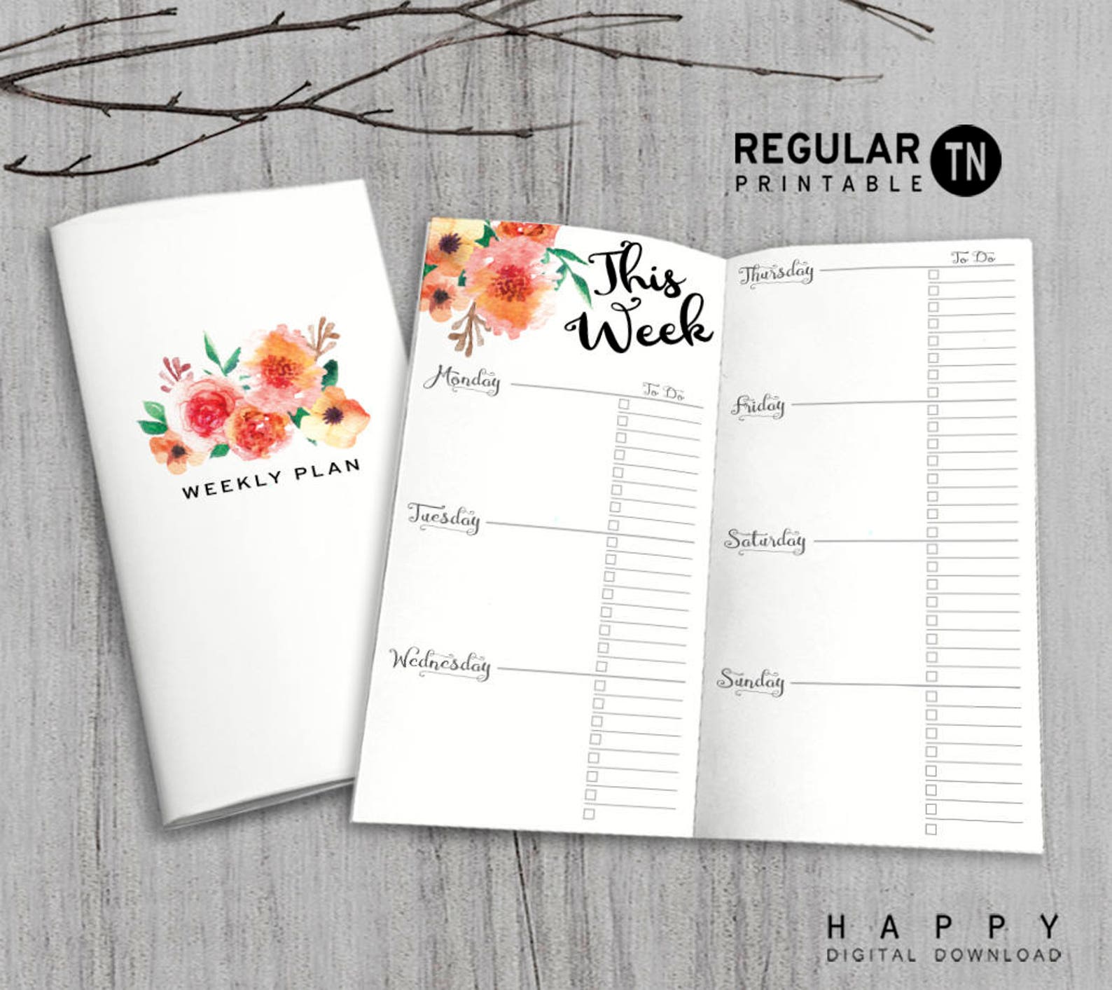 Printable Weekly Planner Inserts Midori Weekly Planner Etsy