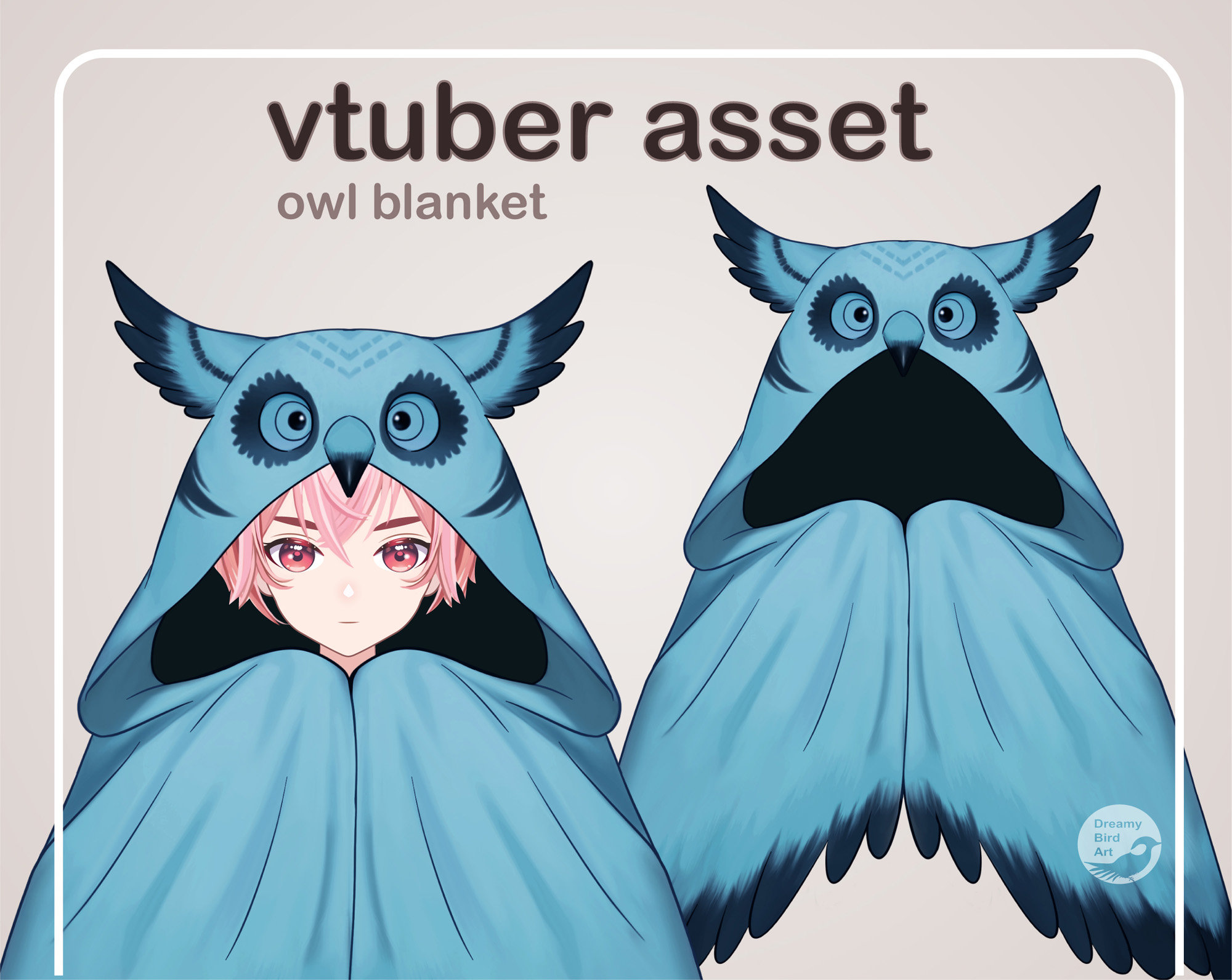 Vtuber Asset, Owl Blanket, Blue Blanket
