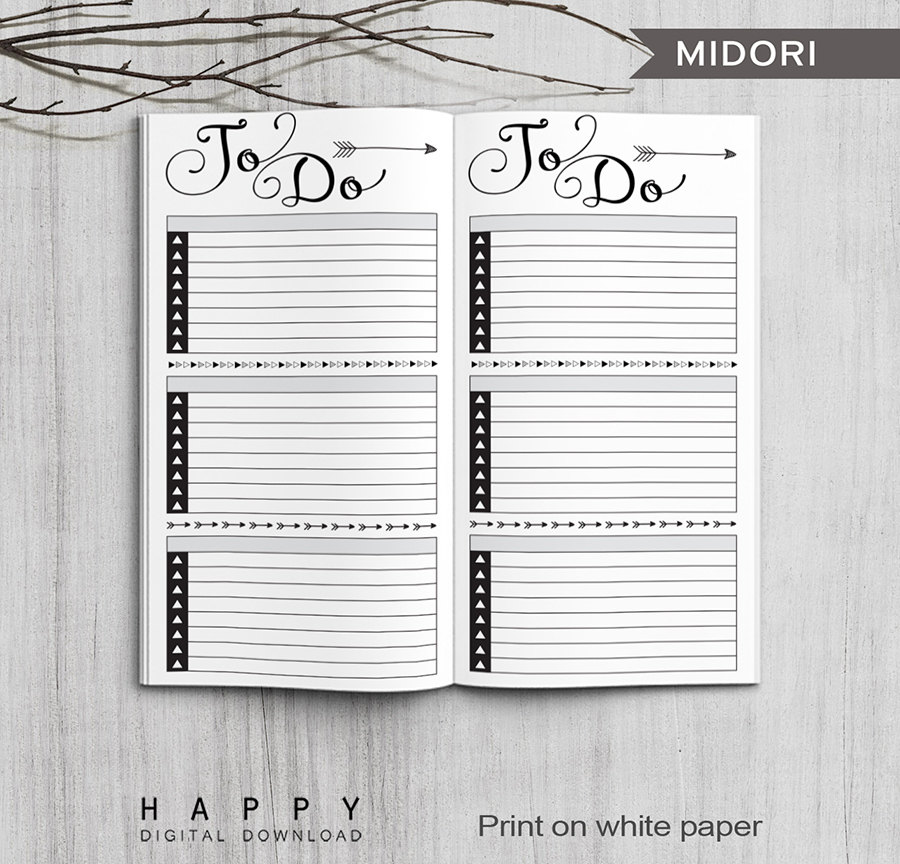 Printable To Do List Bullet Journal Midori To Do List | Etsy