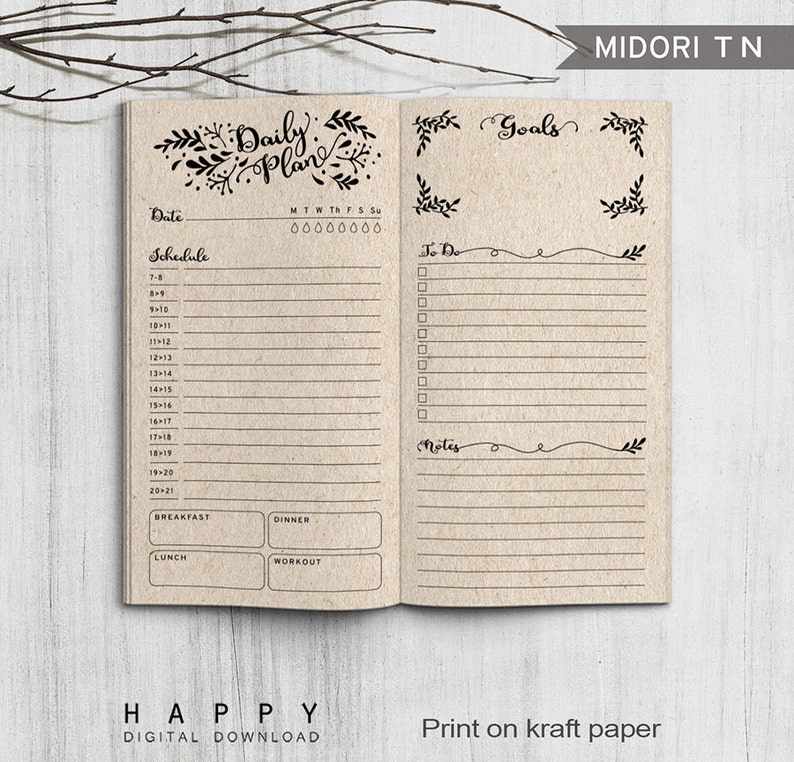 picture about Midori Traveler's Notebook Printable Inserts called Printable Inserts Everyday Planner, Midori Day by day Spreadsheet, Printable Midori Vacationers Laptop Everyday planner inserts, PDF report