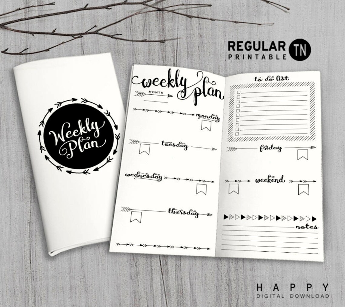 Printable Weekly Planner Inserts Midori Weekly Spreadsheet Etsy