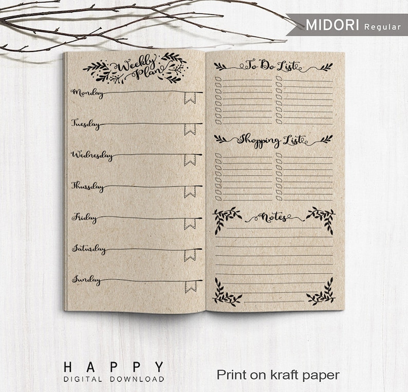 picture relating to Midori Traveler's Notebook Printable Inserts called Printable Inserts Weekly Planner, Midori Weekly Spreadsheet, Printable Midori Tourists Laptop weekly planner inserts, PDF record