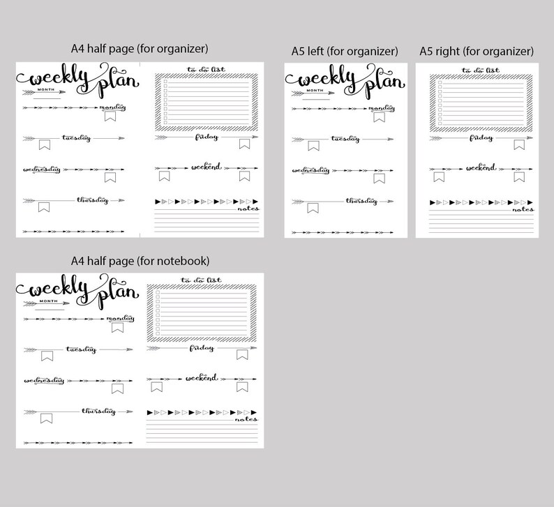 Printable Weekly Planner A5 Weekly Planner Printable Etsy