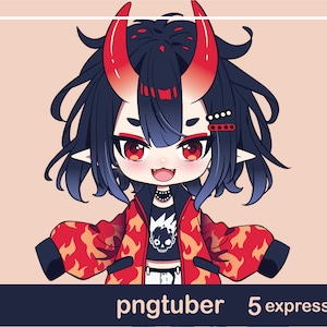 PNGTuber Model - Premade PNGTuber Avatar - Chibi Succubus PNGTuber - Chibi Girl 003