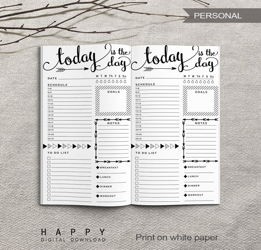 printable daily planner inserts personal daily planner inserts printable personal notebook daily planner inserts pdf file personal daily planner
