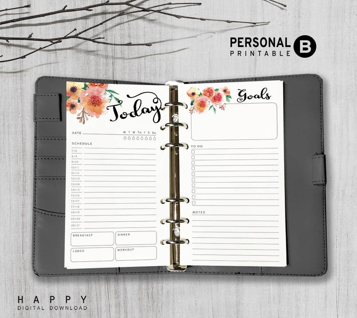 Printable Daily Planner Inserts Personal Daily Planner Etsy