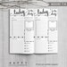 Printable Daily Bullet Journal Inserts, Midori Daily Spreadsheet, Printable Midori Traveler's Notebook Daily planner inserts, PDF file