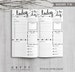 Printable Daily Bullet Journal Inserts, Midori Daily Spreadsheet, Printable Midori Traveler's Notebook Daily planner inserts, PDF file 