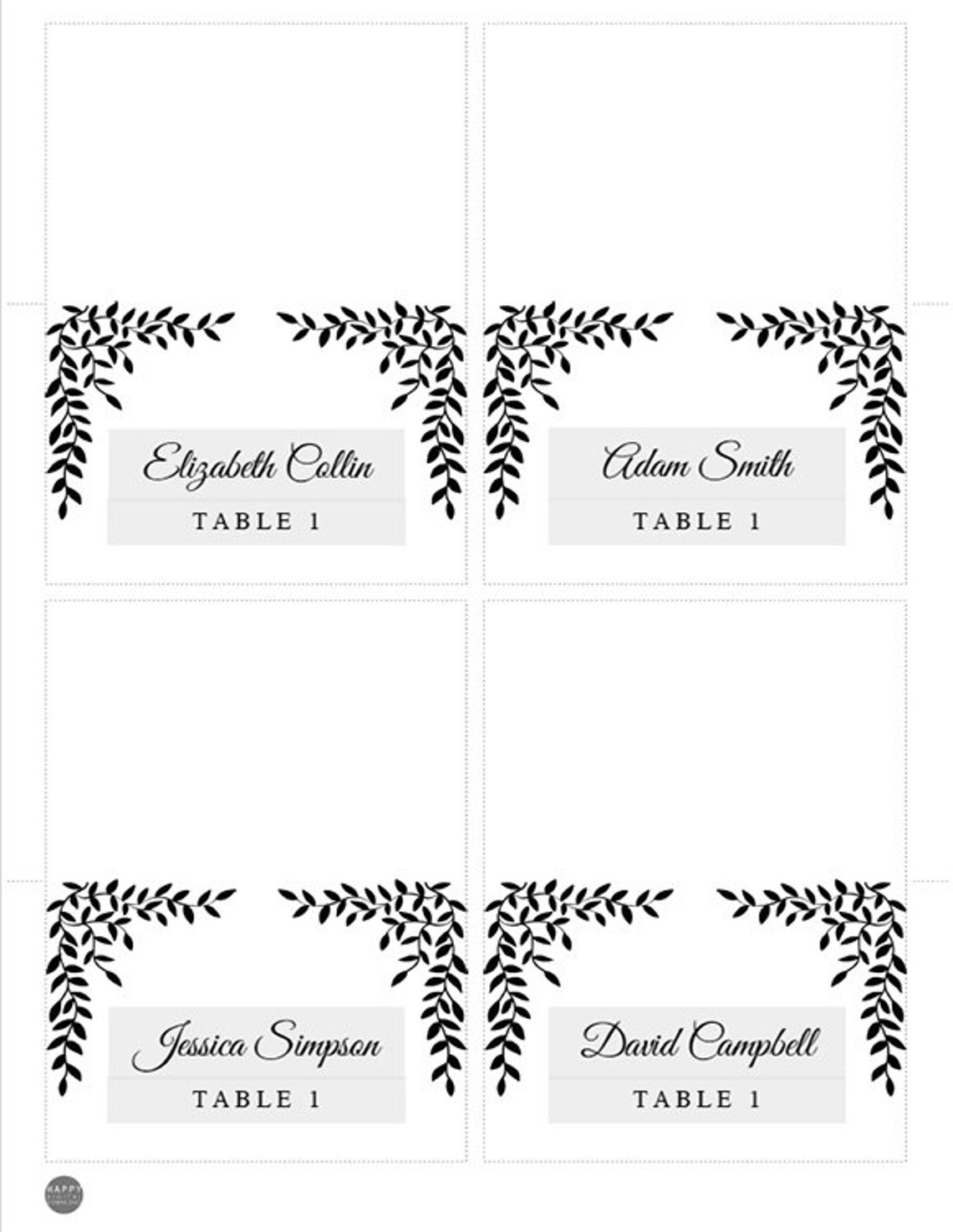 Printable Wedding Table Place Cards Editable Wedding Table Etsy