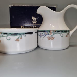 Royal Doulton Juno brocca per il latte e zuccheriera aperta. Scatola originale 1988