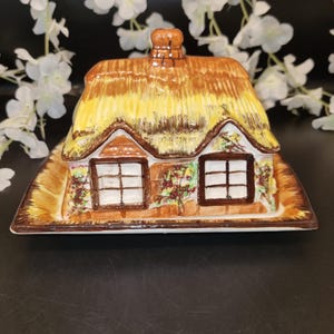 Vintage English ceramic Cottage shaped butter/ cheese dish