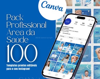 100 Templates Instagram Stories Templates for Canva, Instagram Canva Template Blue, Social Media Templates, Healthcare Professional, Dentist