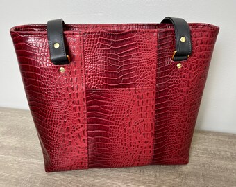 Faux crocodile tote bag, handmade, The Julie