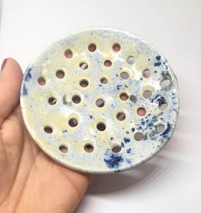 galaxy ring holder small dish with holes galaxy ring dish ring dish sieve ceramic strainer Ceramic ring dish handmade clay small dish