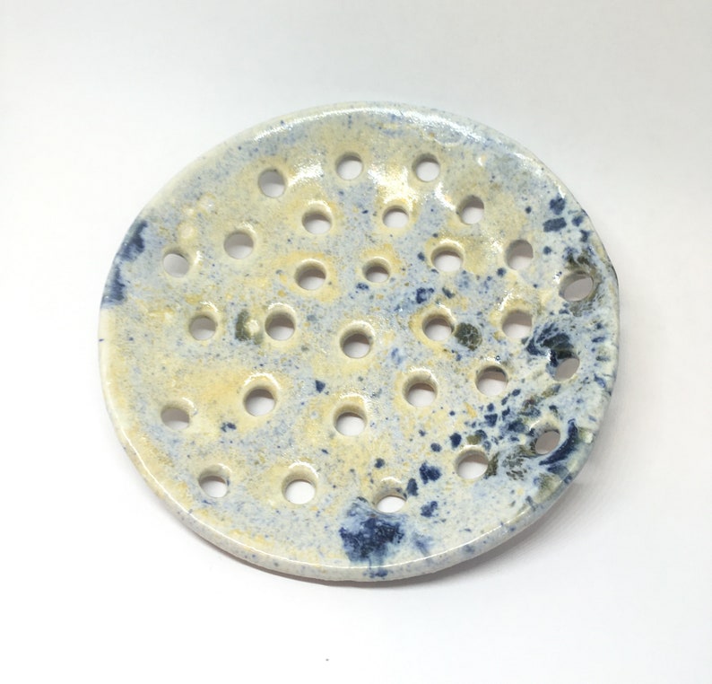 galaxy ring holder small dish with holes galaxy ring dish ring dish sieve ceramic strainer Ceramic ring dish handmade clay small dish