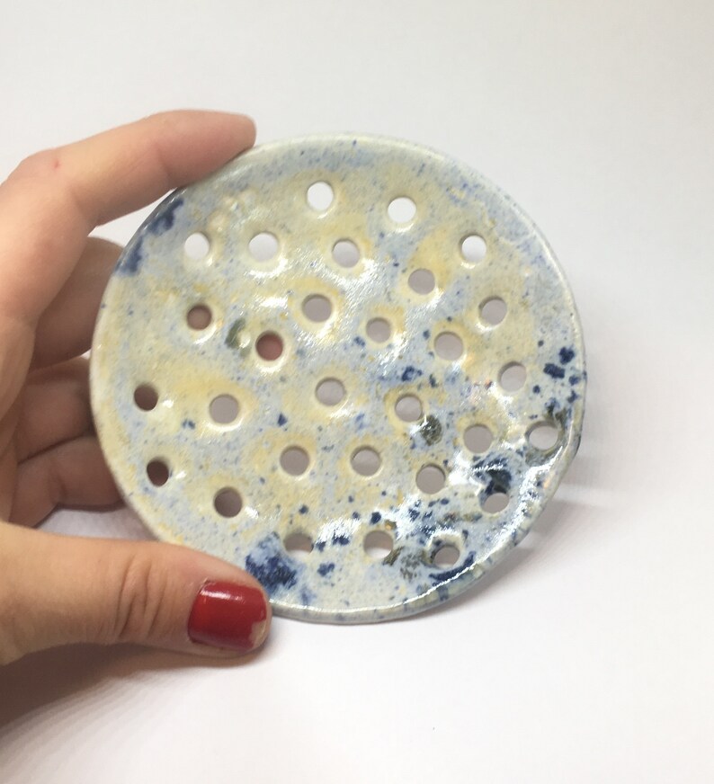galaxy ring holder small dish with holes galaxy ring dish ring dish sieve ceramic strainer Ceramic ring dish handmade clay small dish