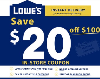 LOWES 20 OFF 100 COUPON - Scan directly from phone or print. Works at self checkout, use as many as you want with separate transactions!