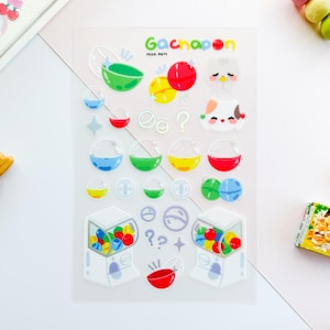 Holographic Gacha Themed Clear Matte Waterproof Deco Sticker Sheet