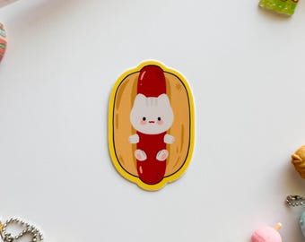 Hot Dog Cat Sticker | Matte Waterproof Vinyl