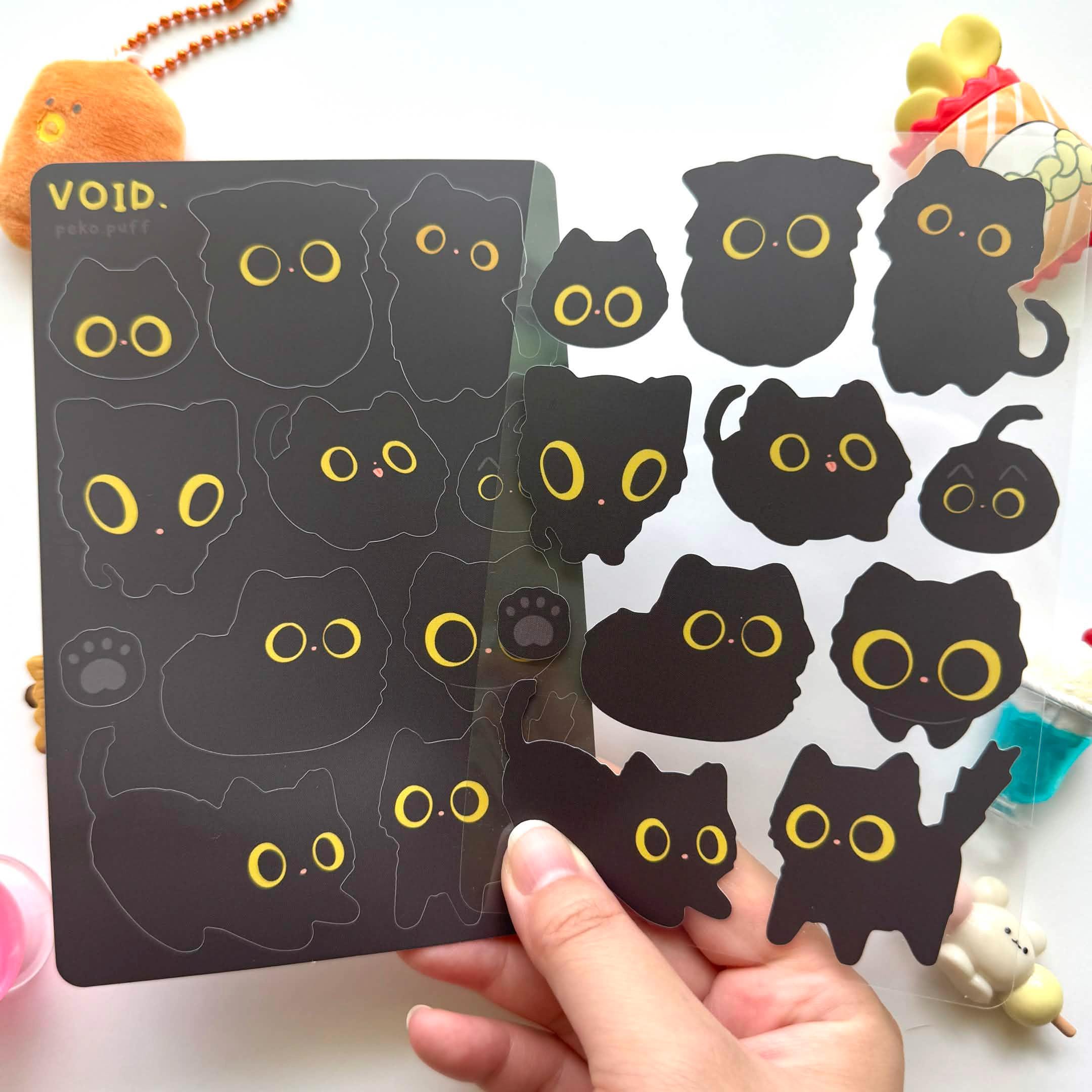 Void Black Cat Waterproof Deco Sticker Sheet - Etsy