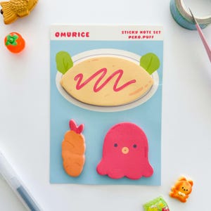 Omurice Tako Shrimp Tempura Sticky Note Pad