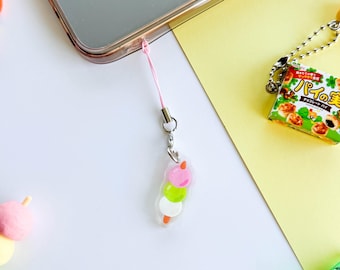 Chaveiro de acrílico Dango com pingente de telefone/bolsa e epóxi dupla face