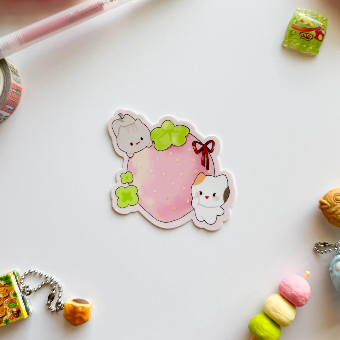 Strawberry Cats Sticker | Matte Waterproof Vinyl - Etsy
