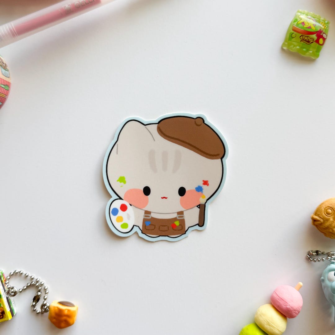 Artist Cat Sticker | Matte Waterproof Vinyl - Etsy