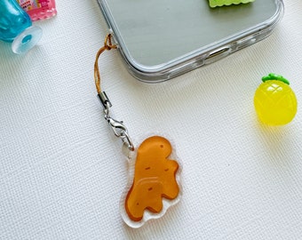 Nostalgic Dino Nugget Chicken Acrylic Phone Charm Keychain with Double Sided Epoxy