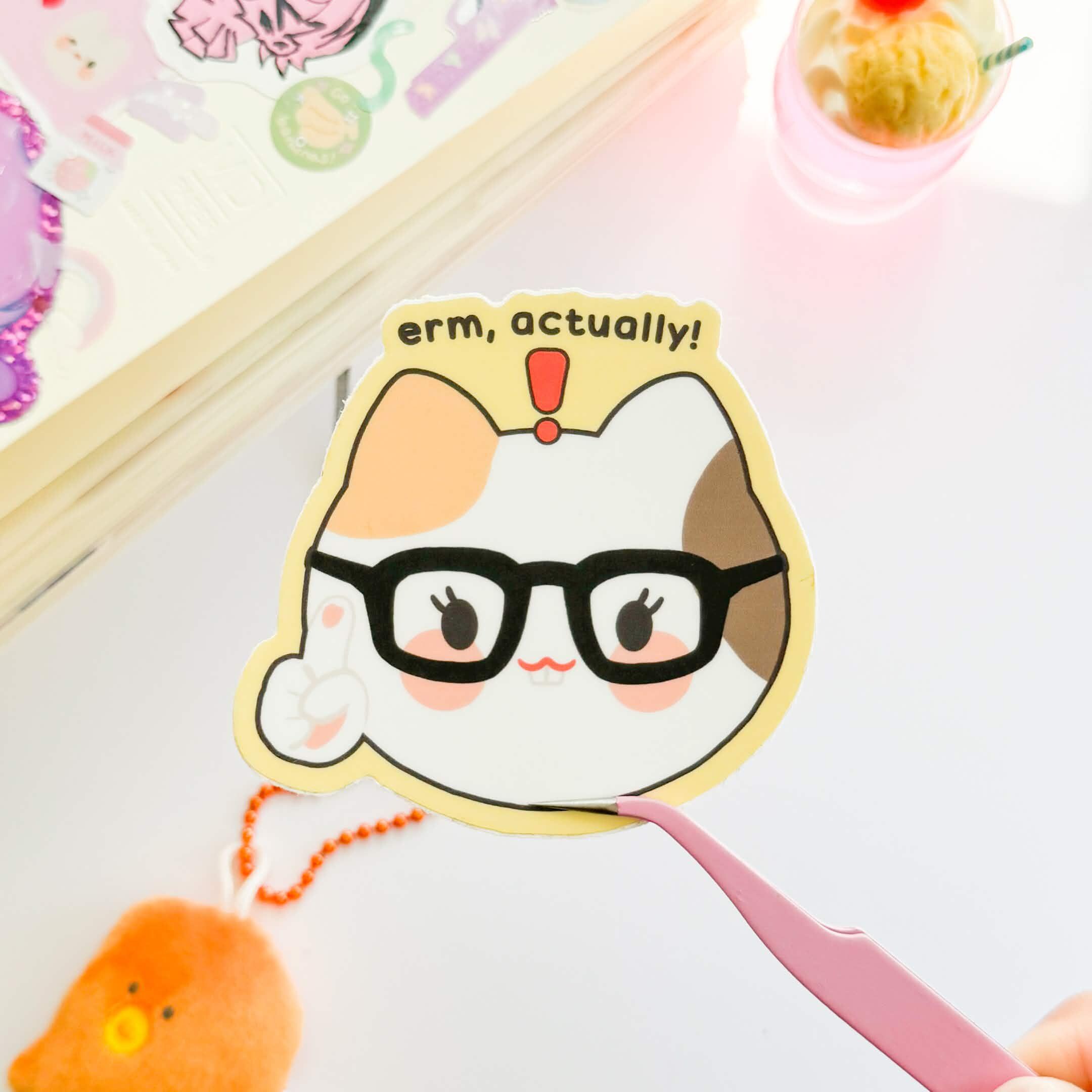 Erm, Actually Cat Sticker | Matte Waterproof Vinyl - Etsy