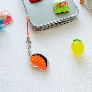 Salmon Fish Fillet Acrylic Phone Charm Keychain with Double Sided Epoxy
