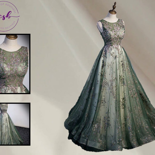 Green Glitter Tulle Prom Dress,Fairy Dress,Bridesmaid Dress,Wedding Dress,Princess Dress,Evening Prom Dress,Women Dress,Cocktail Party Dress