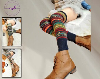 Calentadores de piernas de punto Boho, calentador de piernas Y2K, calentadores de piernas para mujeres, calentador de piernas cálido de otoño invierno, calcetines sobre la rodilla, accesorio de moda, calcetines de mujer, regalo