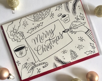 Merry Christmas | Christmas Cards | Coloring Cards | Angela Southern