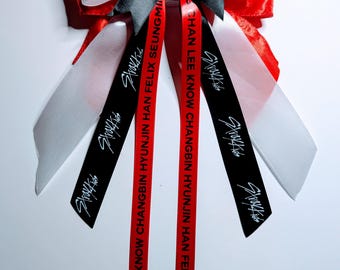 Stray kids inspired kpop lightstick bow, with custom ribbon.