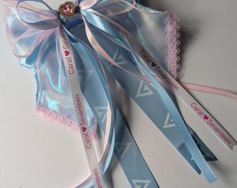 Seventeen inspired kpop lightstick bow, with custom ribbon.