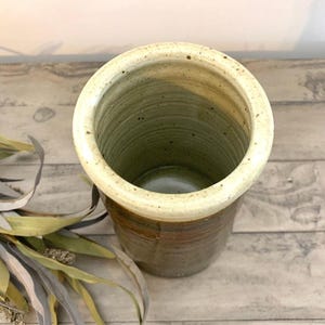 Vintage Studio Pottery Stoneware Vase with Drip Glaze Earthy Cottagecore Rustic image 7