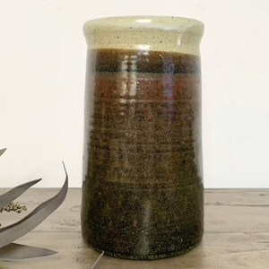 Vintage Studio Pottery Stoneware Vase with Drip Glaze Earthy Cottagecore Rustic image 3