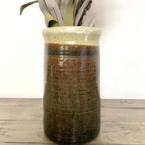 Vintage Studio Pottery Stoneware Vase with Drip Glaze Earthy Cottagecore Rustic image 5