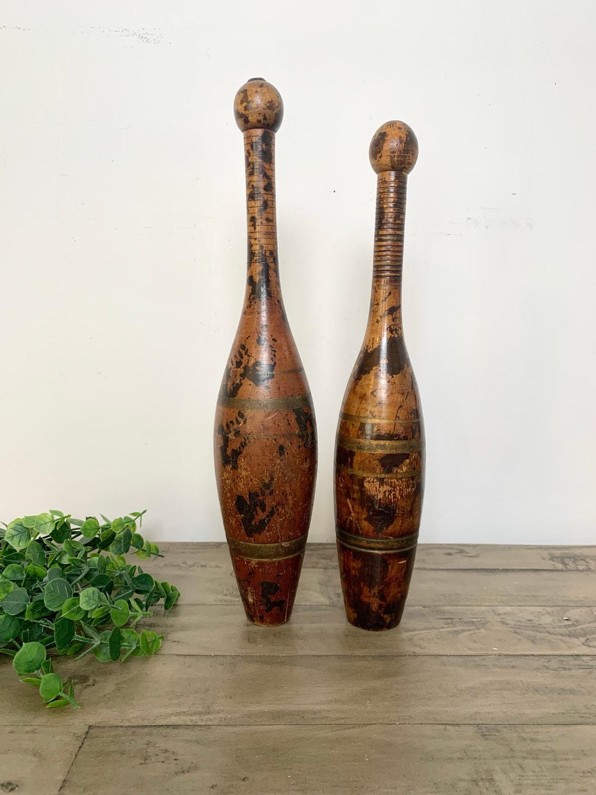 【ヴィンテージ】 インディアンクラブ 木製 ジャグリングクラブ アンティーク ヴィンテージ 木製 インディアンクラブ ジャグリングクラブ