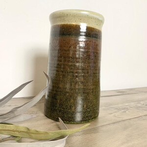 Vintage Studio Pottery Stoneware Vase with Drip Glaze Earthy Cottagecore Rustic image 6