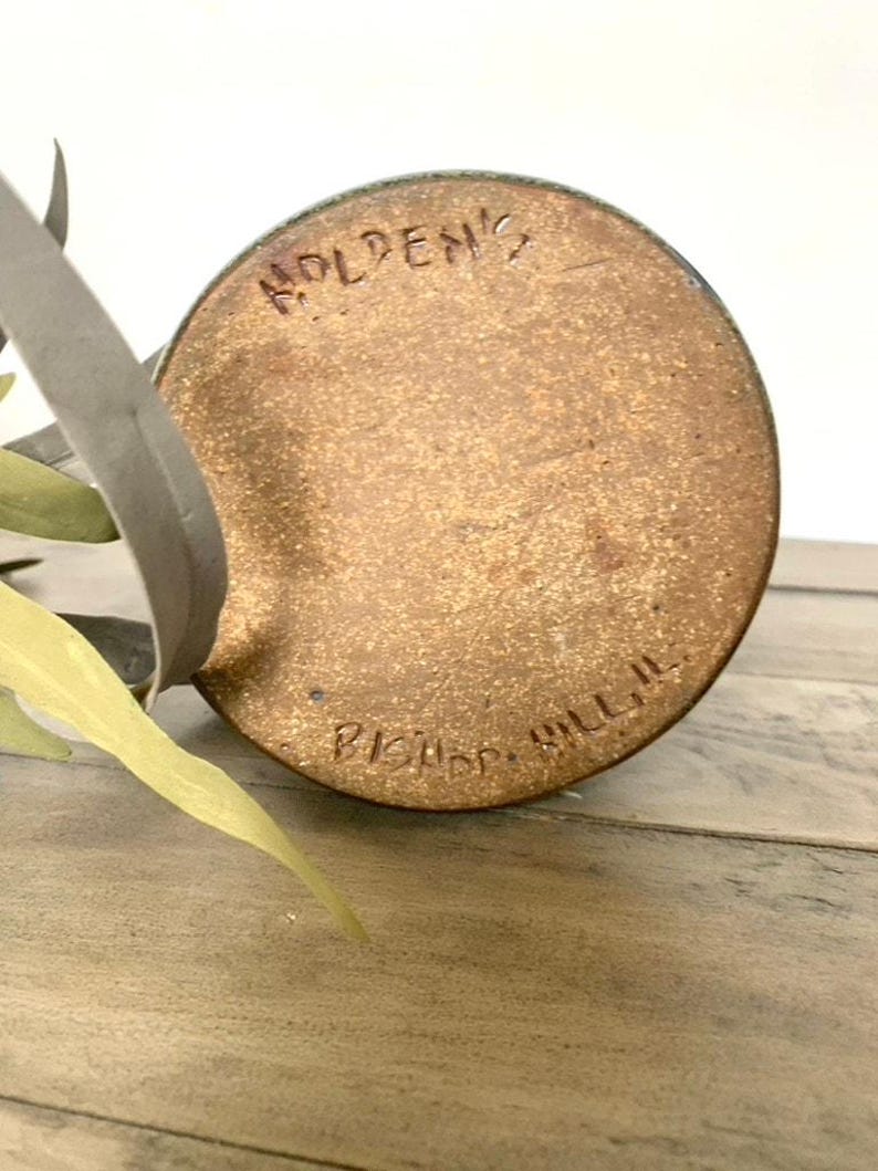 Vintage Studio Pottery Stoneware Vase with Drip Glaze Earthy Cottagecore Rustic image 9