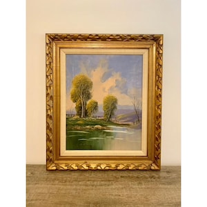 Vintage Signed Oil Painting - Serene Landscape - Framed Art