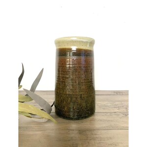 Vintage Studio Pottery Stoneware Vase with Drip Glaze Earthy Cottagecore Rustic image 2