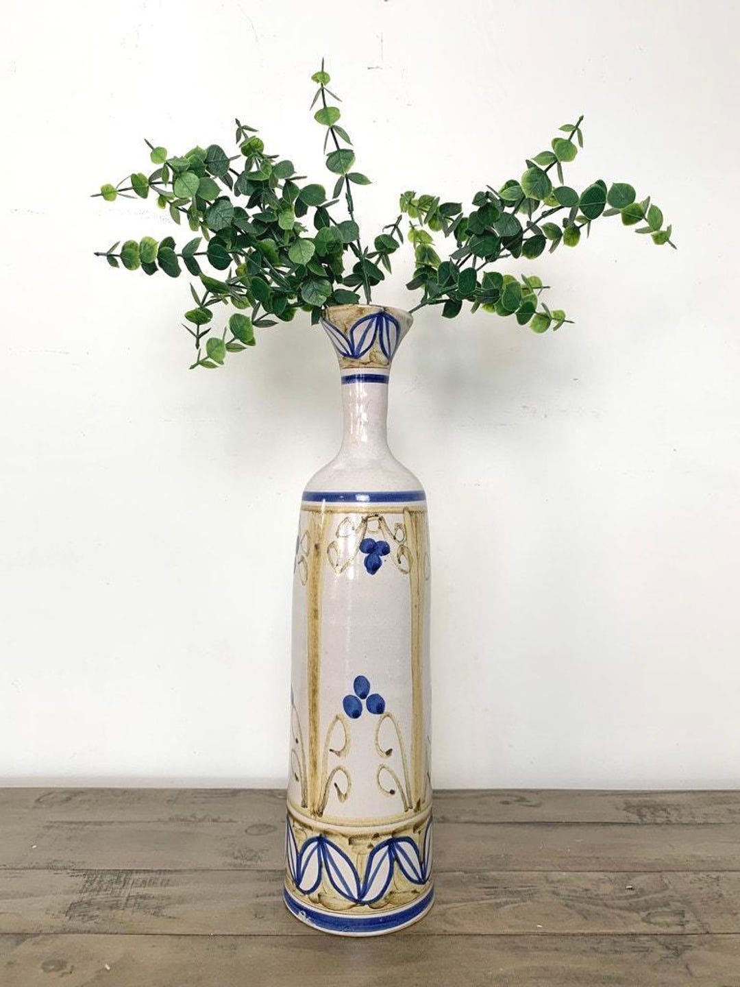 Vintage Italian Art Pottery Vase Signed Flla Bitello Tall Mid Century ...