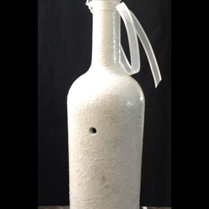 Silver Pearl White Wine Bottle Incense Burner, Glass Art, Painting, Incense, Unique Gift, Wine Gift, Incense holder, House Warming Gift, image 8